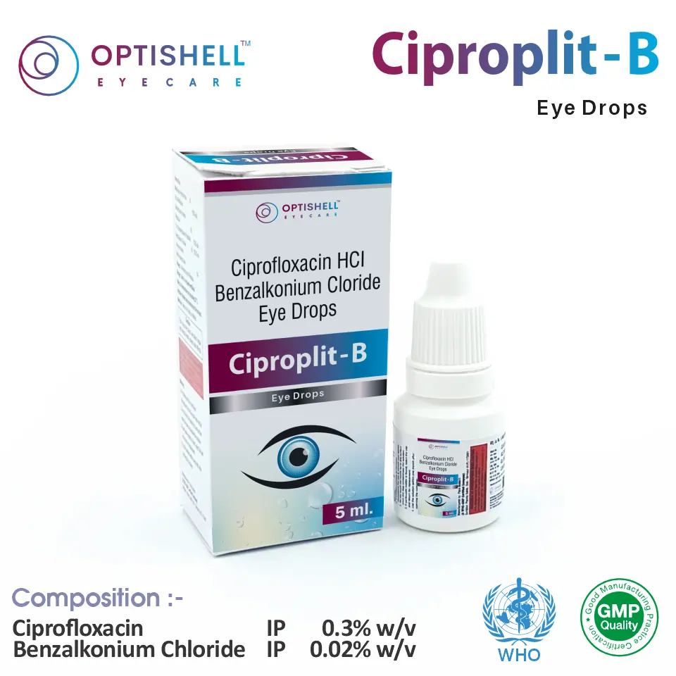 Ciprofloxacin 0.3% + Benzalkonium Chloride 0.02% Eye/Ear Drops | Antibacterial Drops | Best price for PCD Pharma Franchise in Lucknow